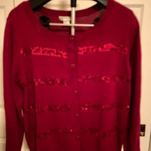 Christopher & Banks Red Sequin Sweater